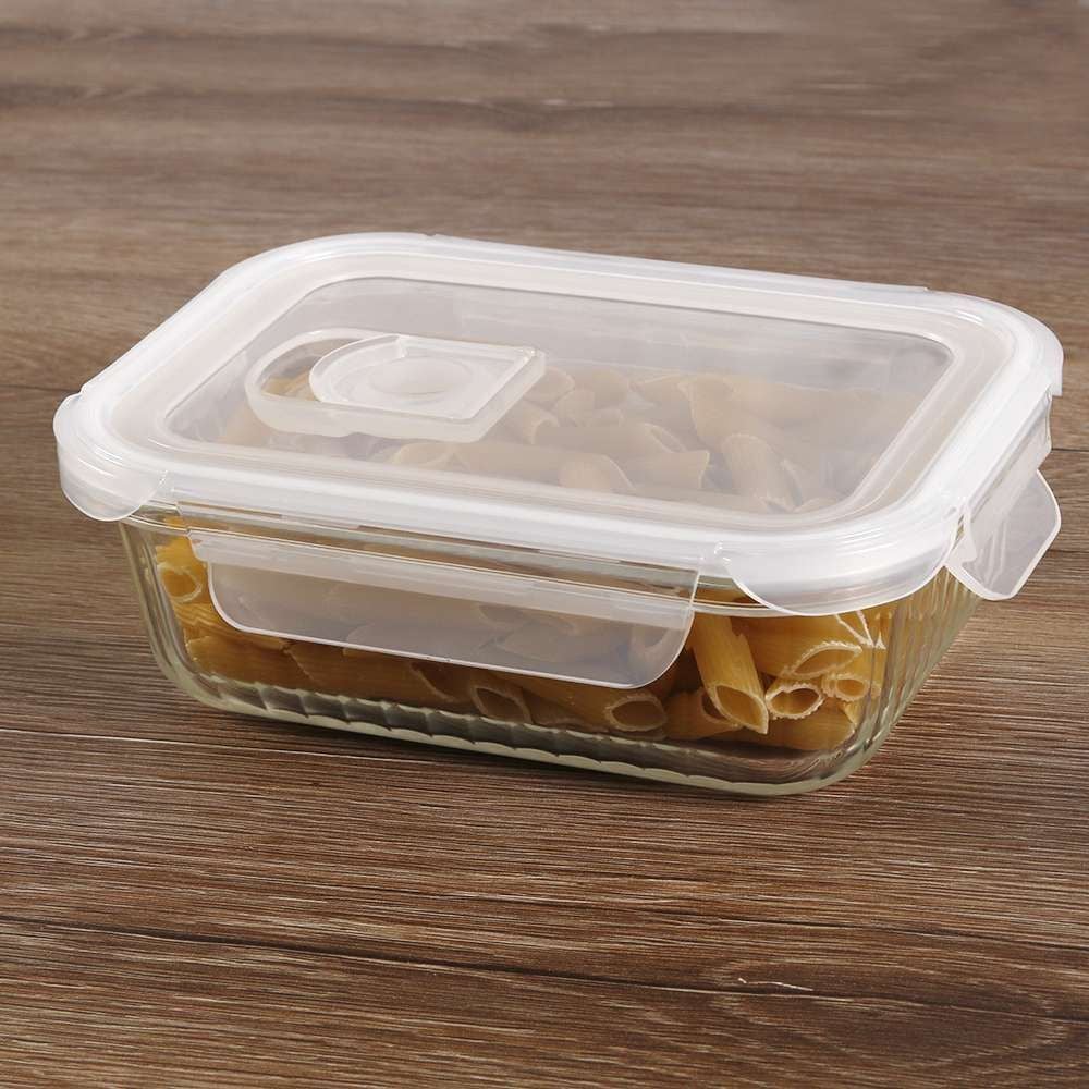 Pote de Vidro Hermético Retangular Canelado Havan Casa 640Ml - Transparente