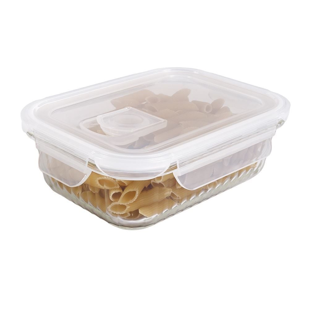 Pote de Vidro Hermético Retangular Canelado Havan Casa 640Ml - Transparente