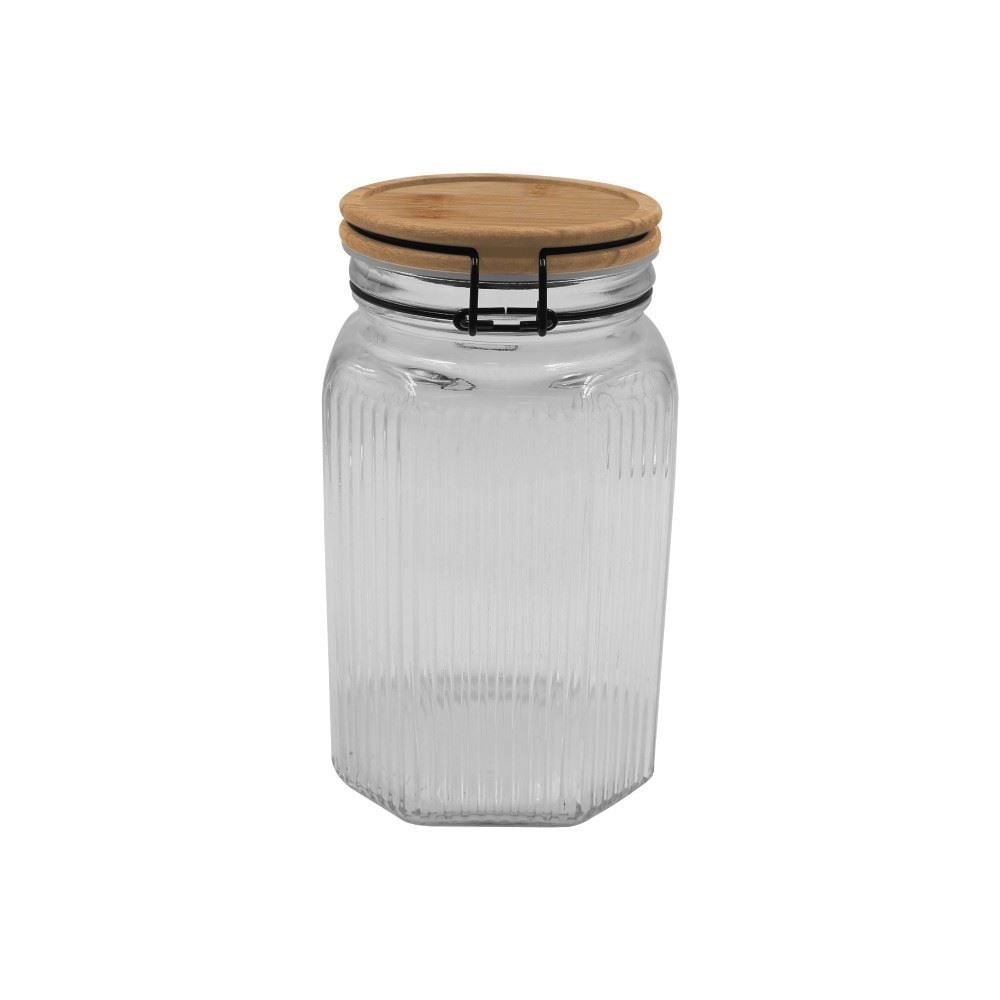 Pote Hermético Com Tampa De Bambu 1,5 Litro Havan Casa - Vidro