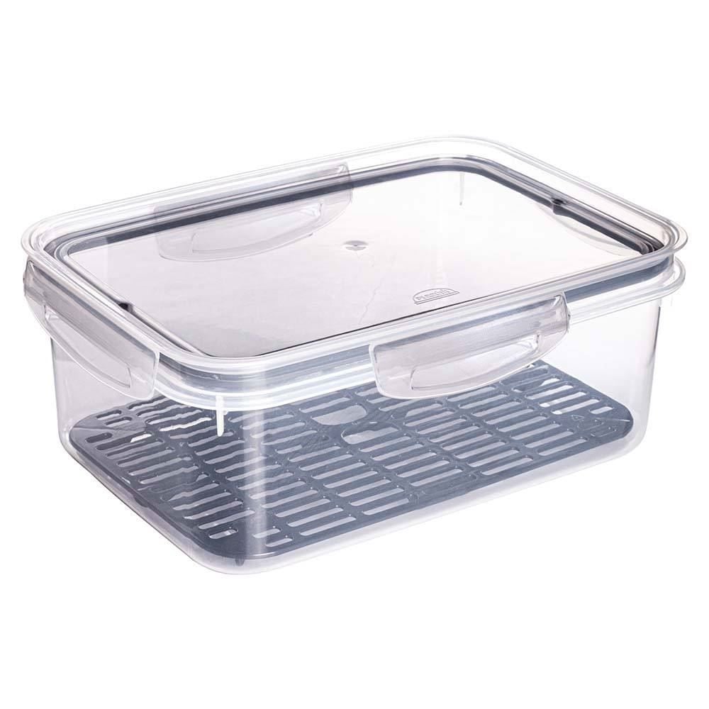 Pote Hermético De Plástico Com Escorredor Plasútil 2,6 Litros - Transparente