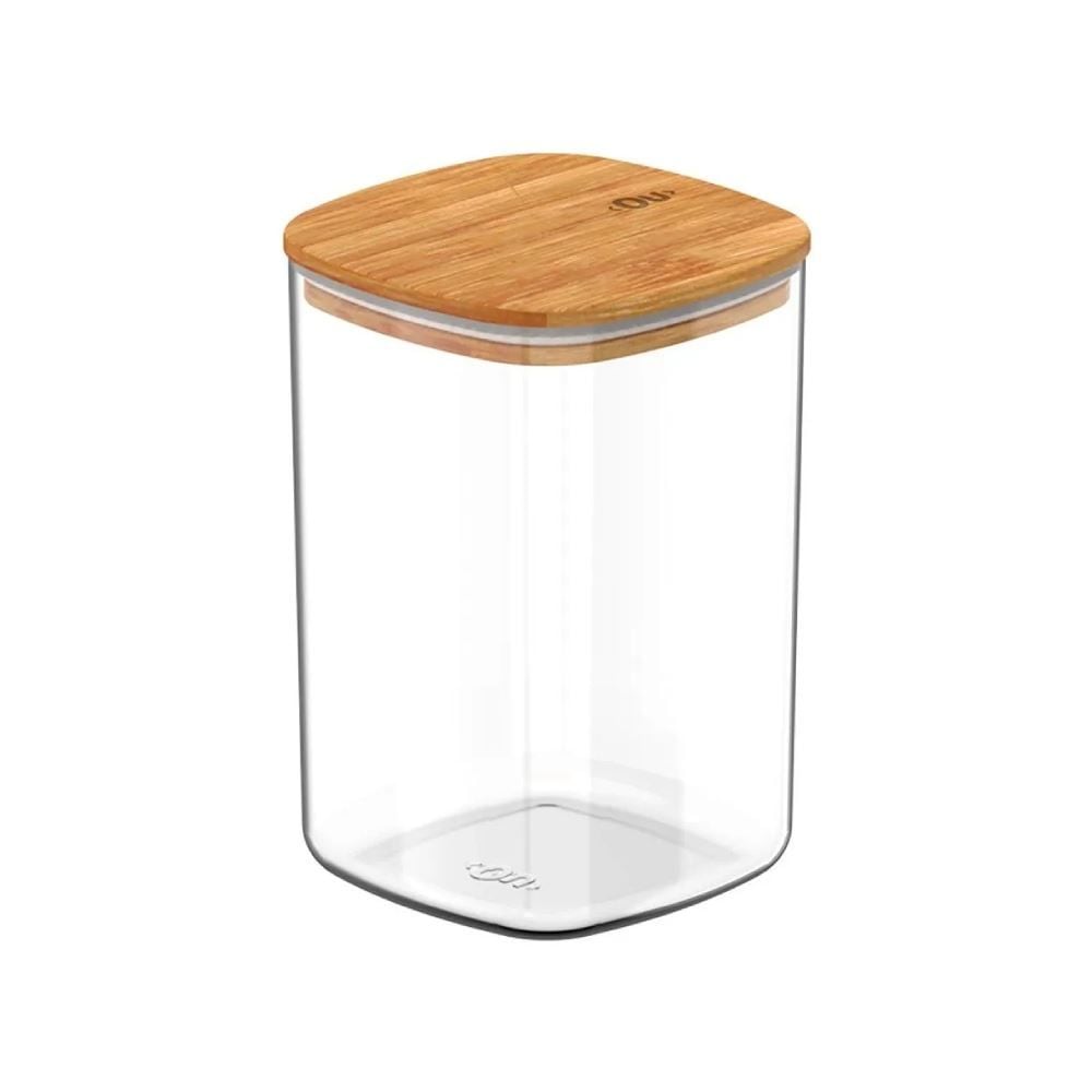 Pote Hermetico Keep Ou 1L - Transparente e Bambu