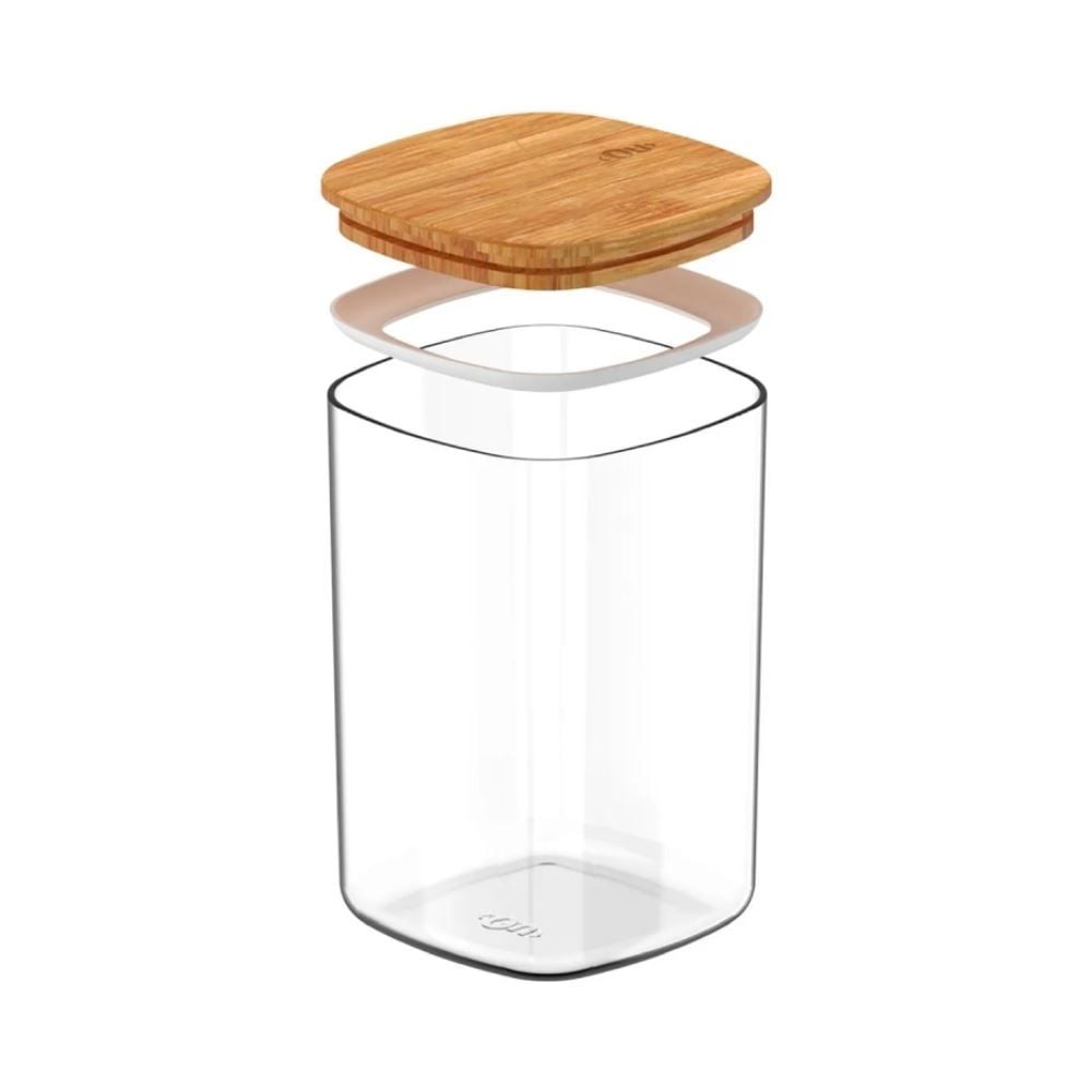 Pote Hermetico Keep Ou 1L - Transparente e Bambu