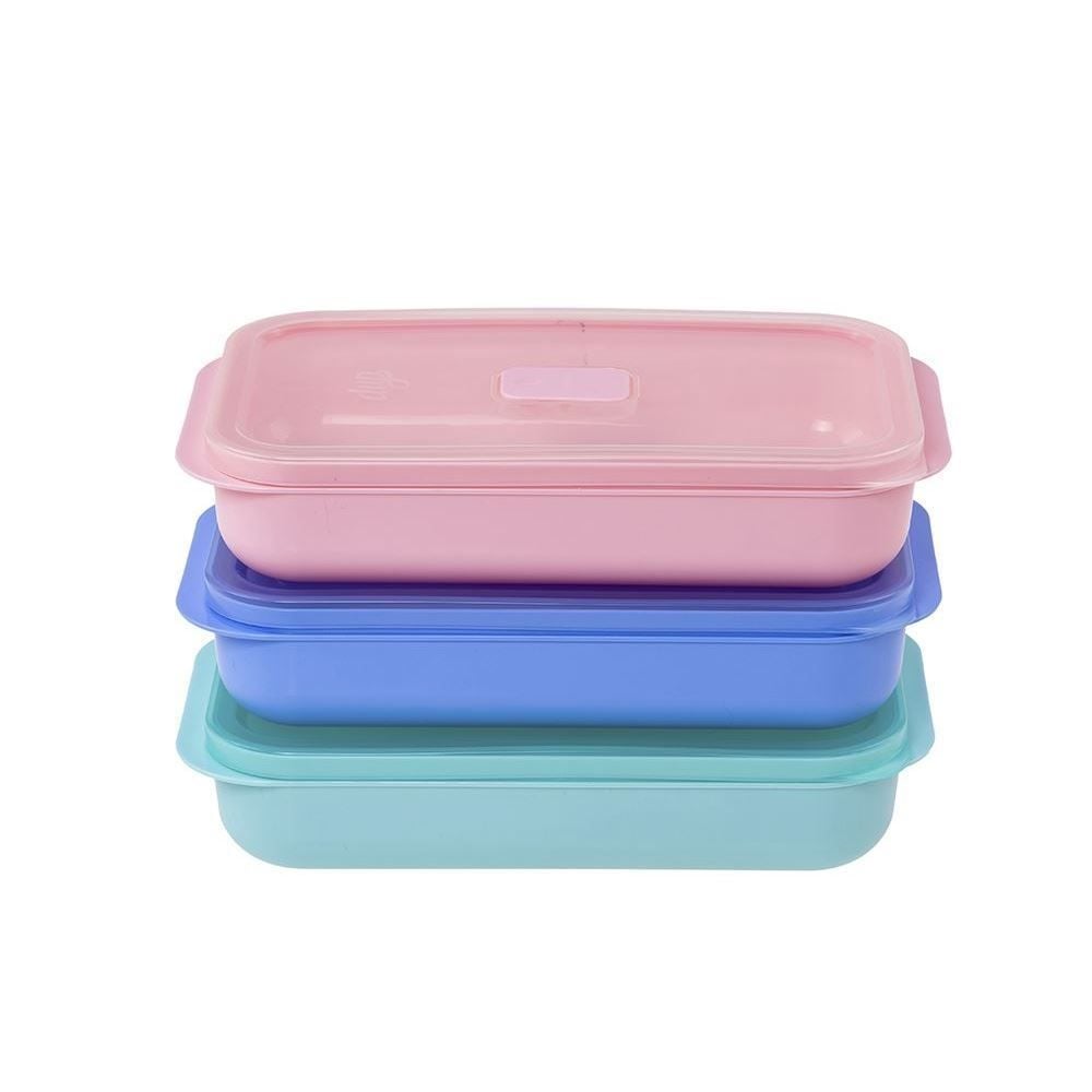 Jogo De Potes Hermético Para Micro-Ondas 500Ml Dup 3 Peças - Colors