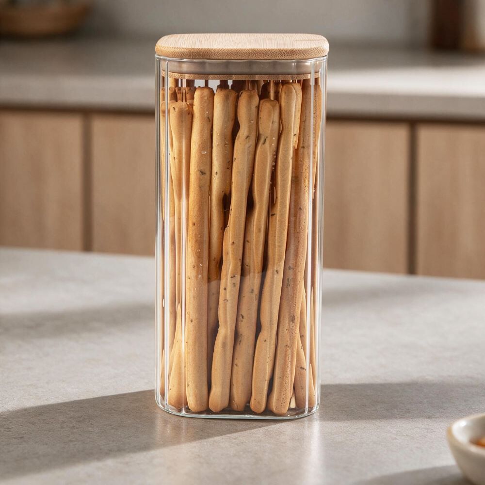 Pote Hermético Quadrado com Tampa Havan Casa 1,6 Litros - Bambu