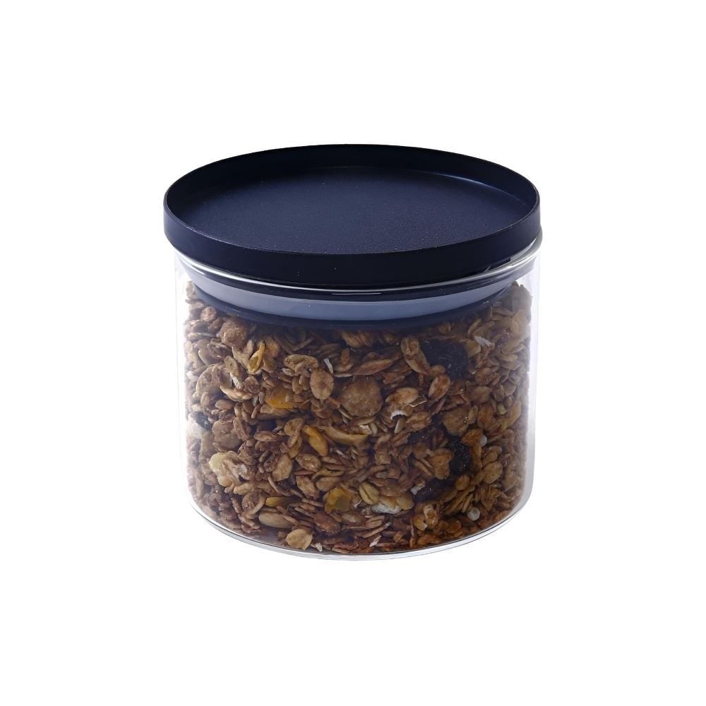 Pote Hermético Vidro Redondo Havan Casa 450Ml - Preto e Transparente
