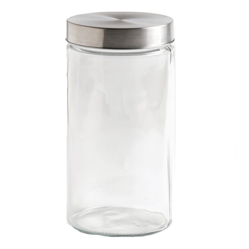 Pote Vidro Com Tampa Havan Casa 1,6 Litros - Transparente e Prata