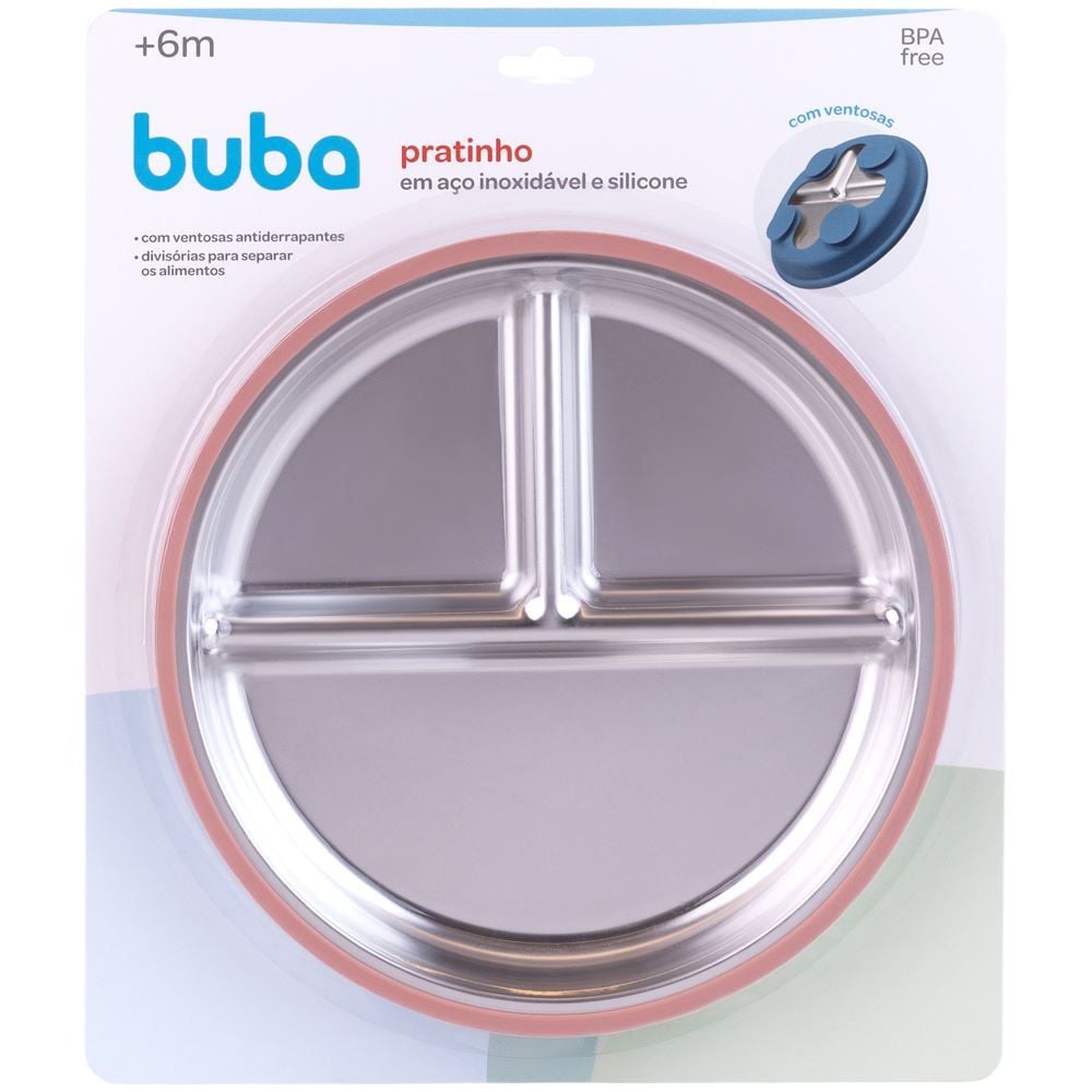 Pratinho em Aco Inoxidavel e Silicone Buba - ROSA