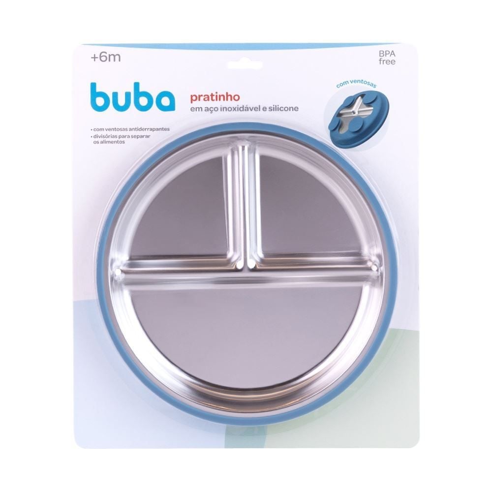 Pratinho em Aço Inoxidavel e Silicone Buba - AZUL