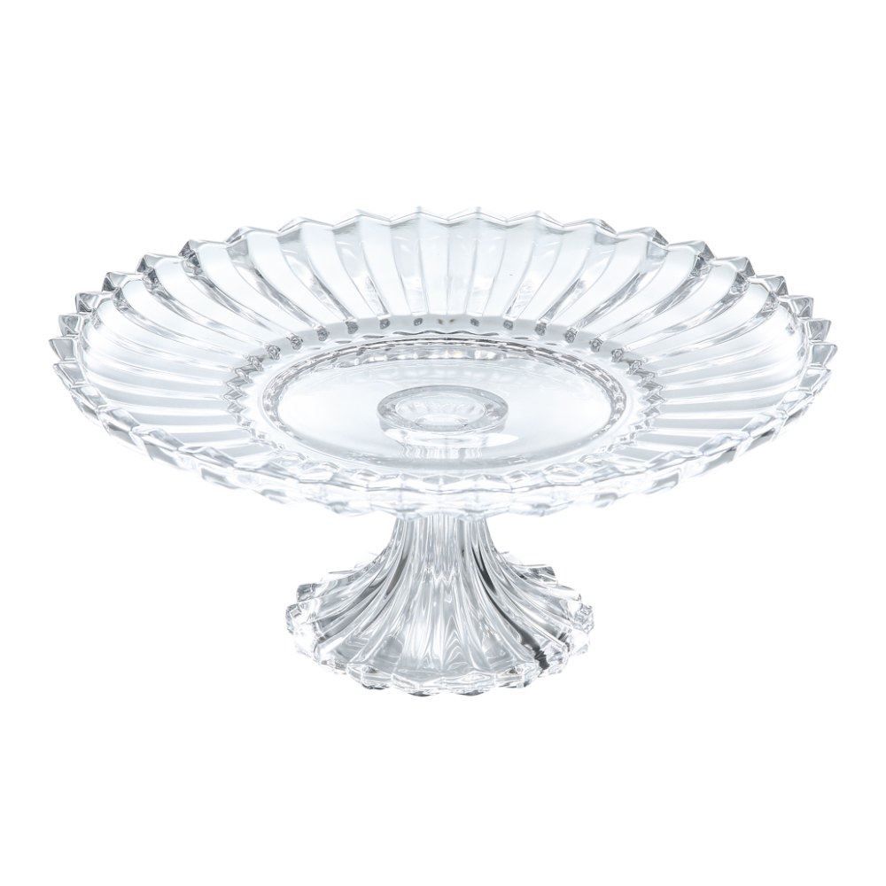 Prato De Bolo Com Pé Cristal Geneva Wolff - Transparente