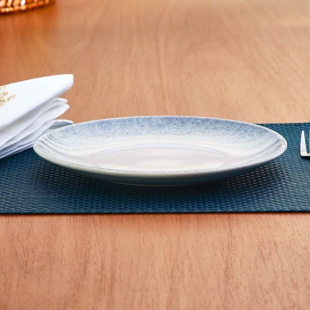 Prato de Sobremesa Ivy Azul Havan Casa 21Cm - Cerâmica