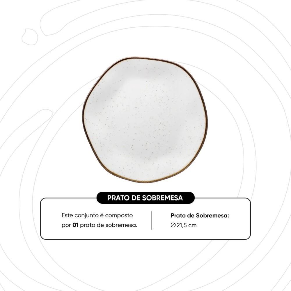Prato De Sobremesa Ryo Maresia Oxford 21,5Cm - Porcelana