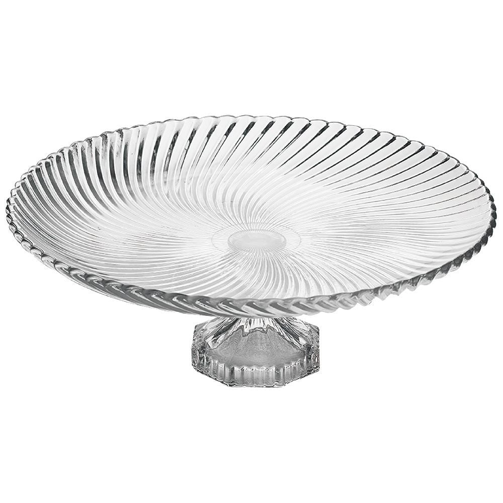 Prato de Vidro com Pé Vitrum em Casa Tem Glass 33Cm - Inga