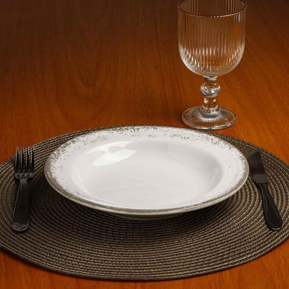 Prato Fundo De Porcelana Névoa Cinza Schmidt - 23 cm