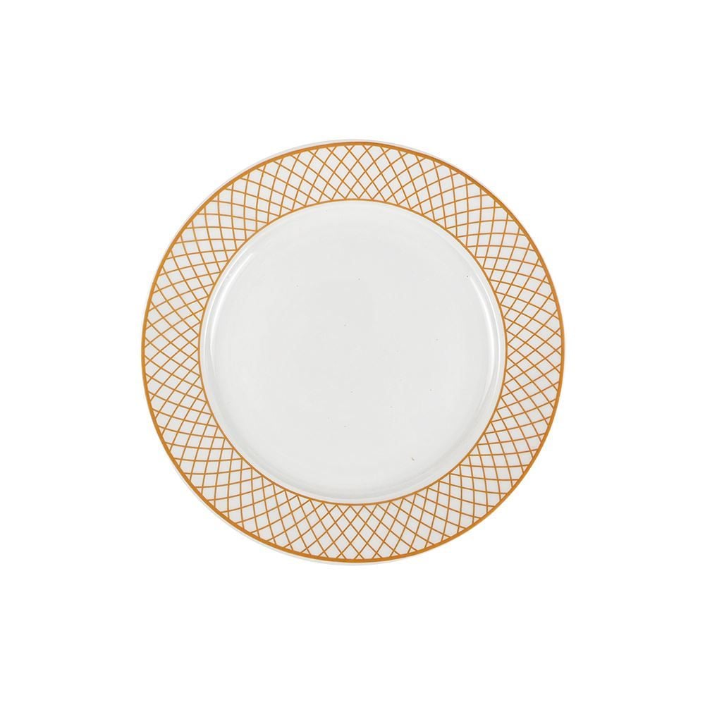 Prato para Sobremesa Porcelana Regalis Branco Borda Dourada Hauskraft - REGALIS