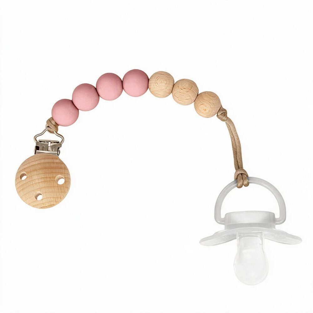Prendedor de Chupeta Silicone e Bambu Buba - Rosa