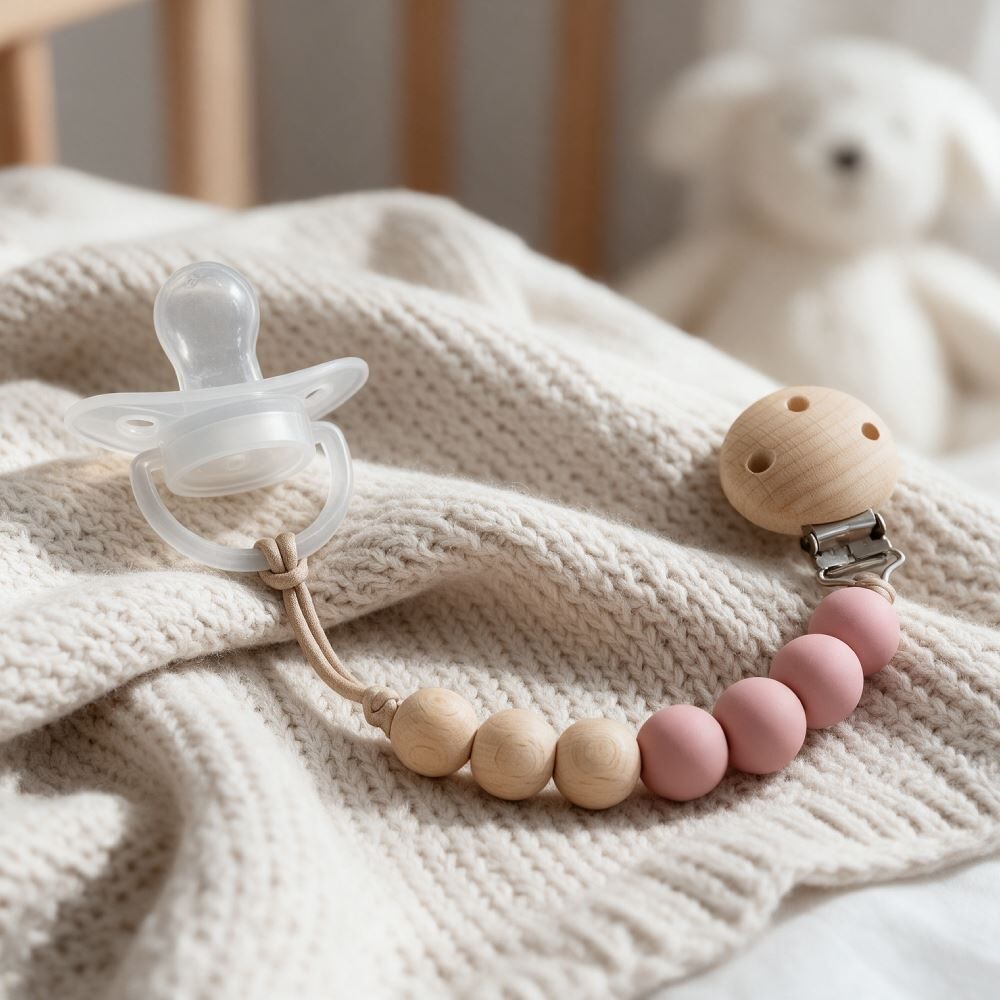 Prendedor de Chupeta Silicone e Bambu Buba - Rosa