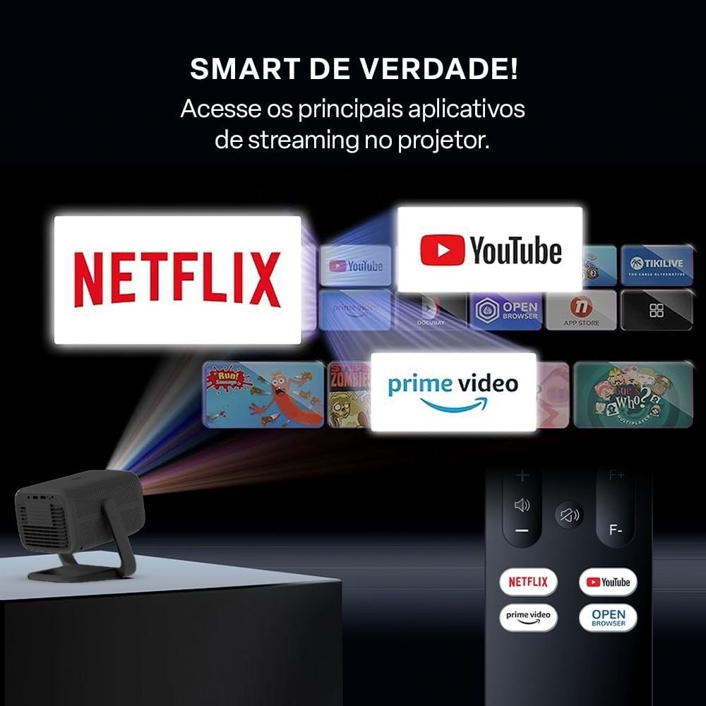 Projetor Smart Full Hd - Multi L Portátil Foco Eletrônico L Wi Fi Bt