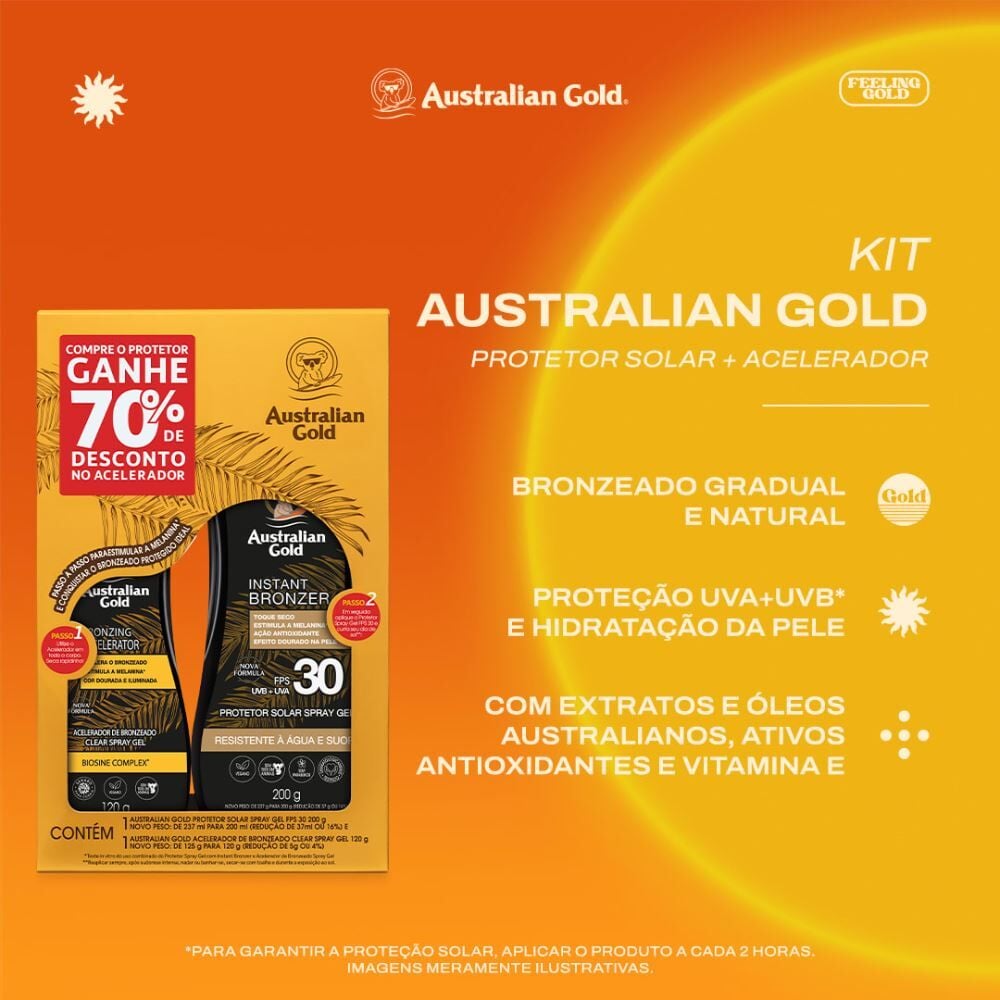 Promopack Protetor Solar Fps 30 200G + Acelerador Australian Gold 120G
