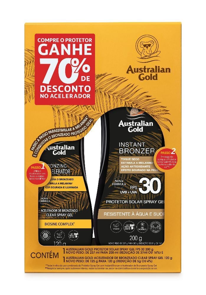 Promopack Protetor Solar Fps 30 200G + Acelerador Australian Gold 120G