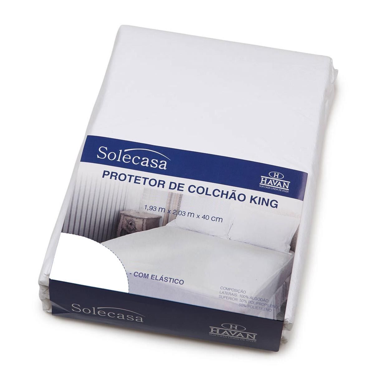 Protetor de Colchão King com Elástico Impermeável Paris Havan Casa - Branco