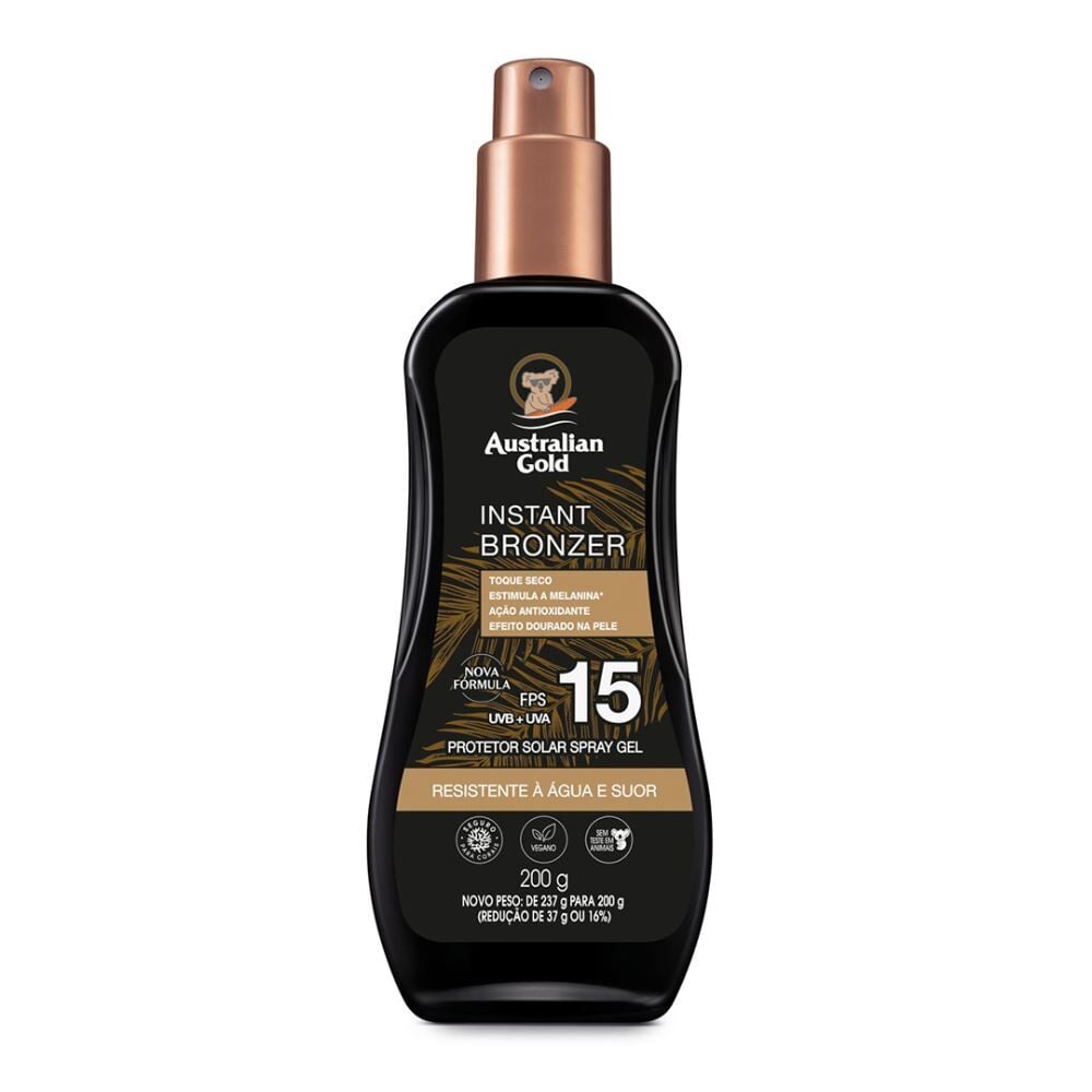Protetor Solar Corpo Spray Gel Fps 15 Instant Bronzer Australian Gold