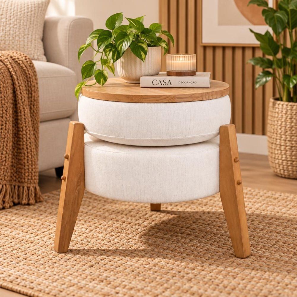 Puff Multiuso Jakarta 39X41cm Havan Casa - Off White