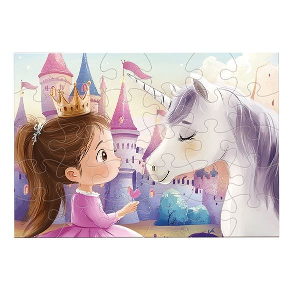 Q. Cabeca 30 Pcs - Princesa e Unicornio - Madeira - Pais e Filhos