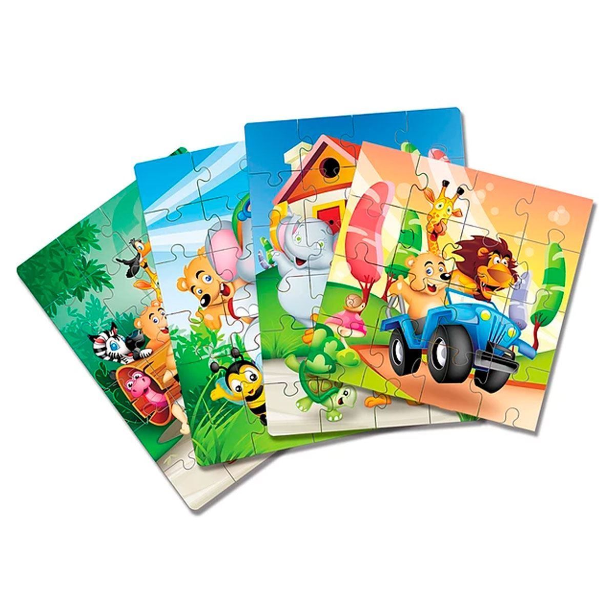 Conjunto 4 Quebra-Cabeças Floresta Animada Toia - Verde