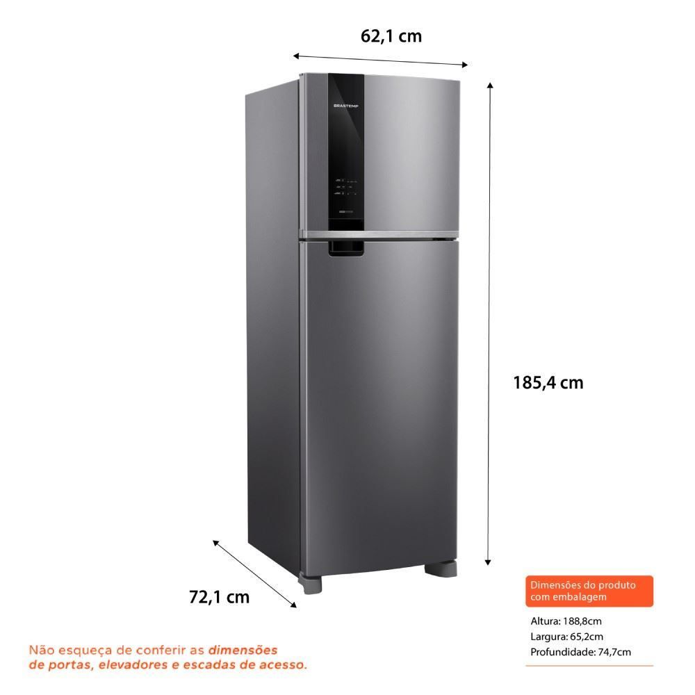 Refrigerador Geladeira Brastemp Frost Free Duplex 415 Litros Inox BRM52MK