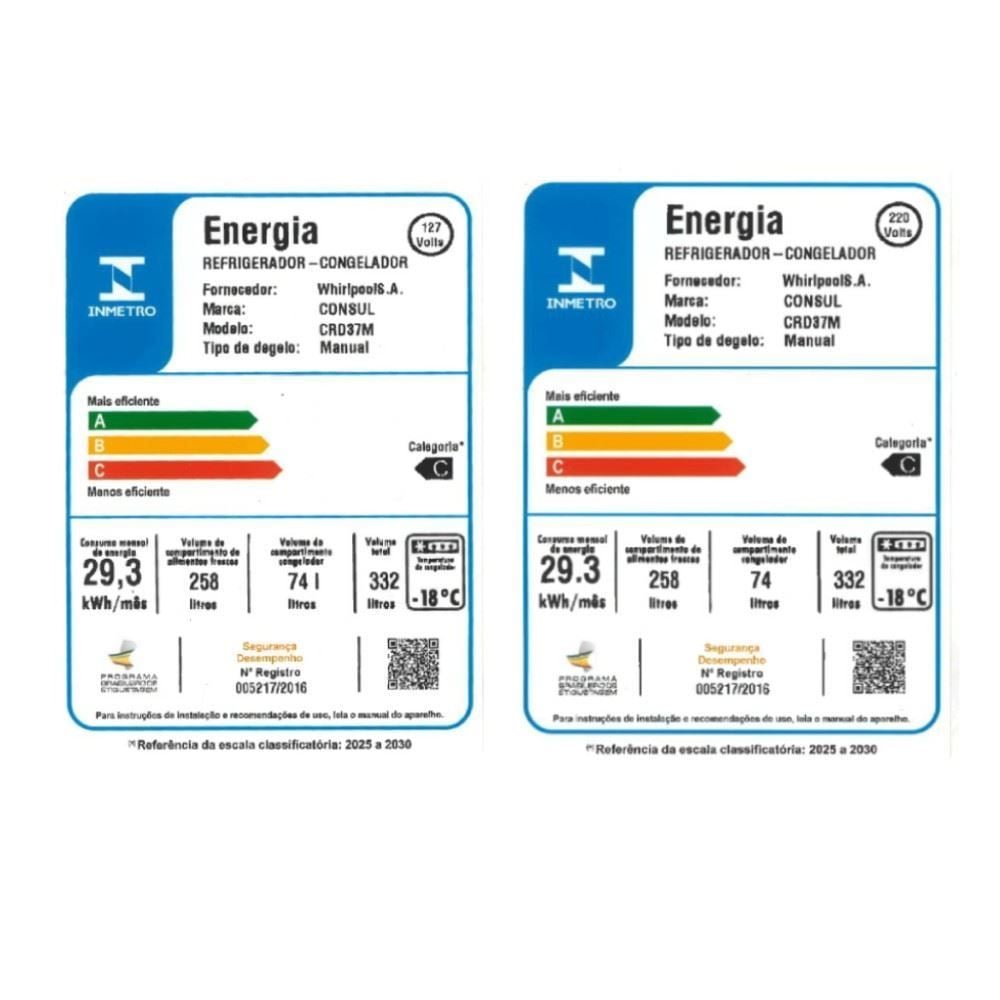 Refrigerador Geladeira Consul 332 Litros Cycle Defrost Duplex Branca CRD37MB