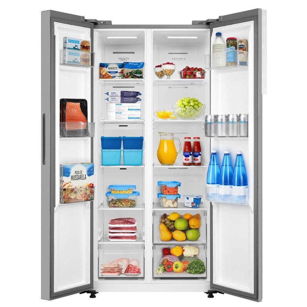 Refrigerador Geladeira Midea Side By Side Inverter Inox 442 Litros MDRS598FGA