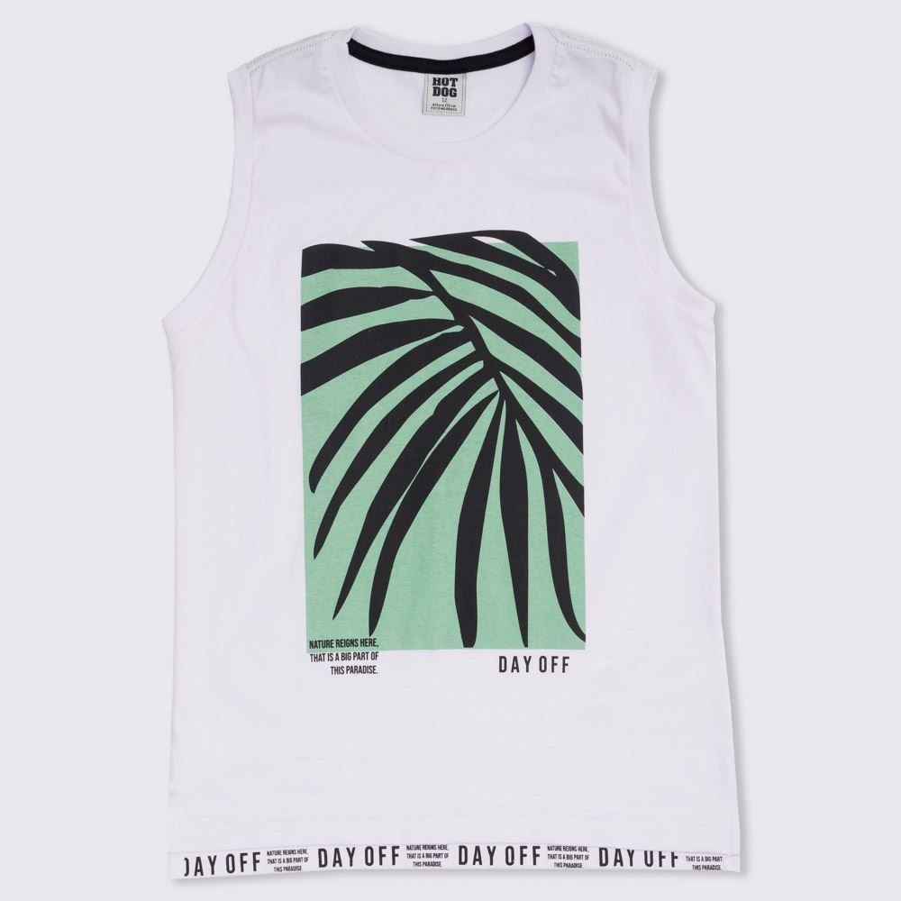 Regata 12 a 16 anos Silk Folhas Hot Dog