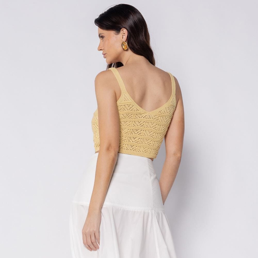 Regata Feminina Cropped Em Tricot Boby Blues