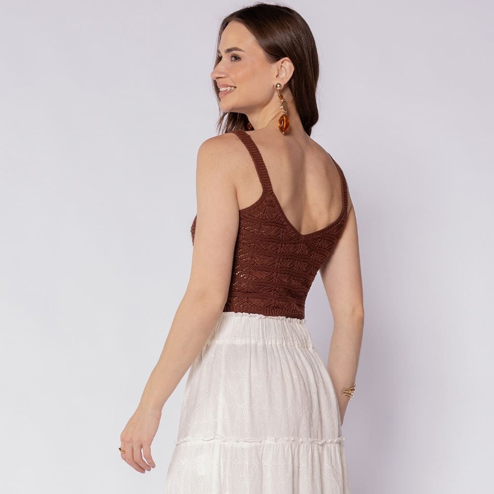 Regata Feminina Cropped Em Tricot Boby Blues