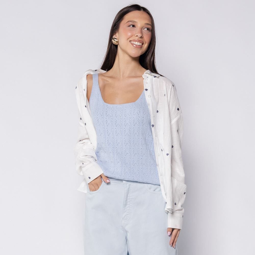 Regata Feminina Trabalhada Em Tricot Patricia Foster