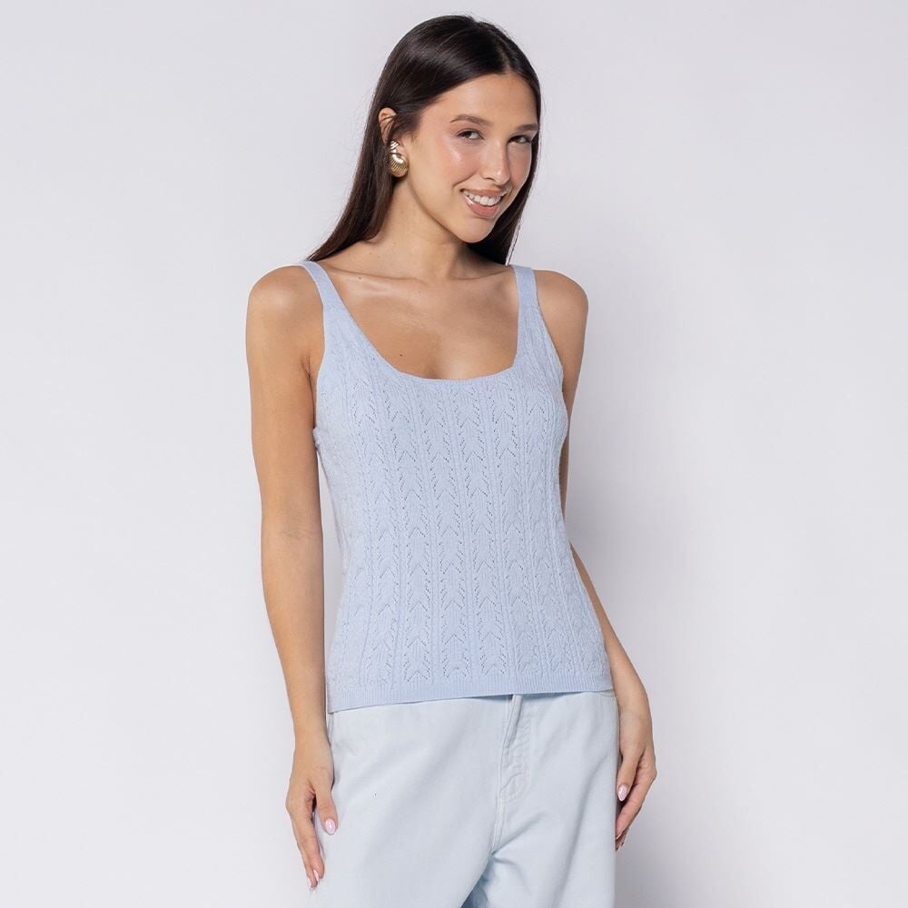 Regata Feminina Trabalhada Em Tricot Patricia Foster