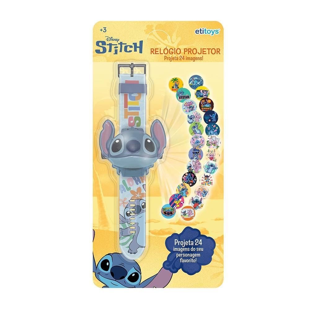 Relógio 3D Projetor Stitch Etitoys Luz e Diversão Kids