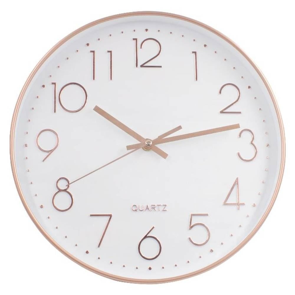 Relógio De Parede Branco E Rose Metalizado Havan Casa - 30cm