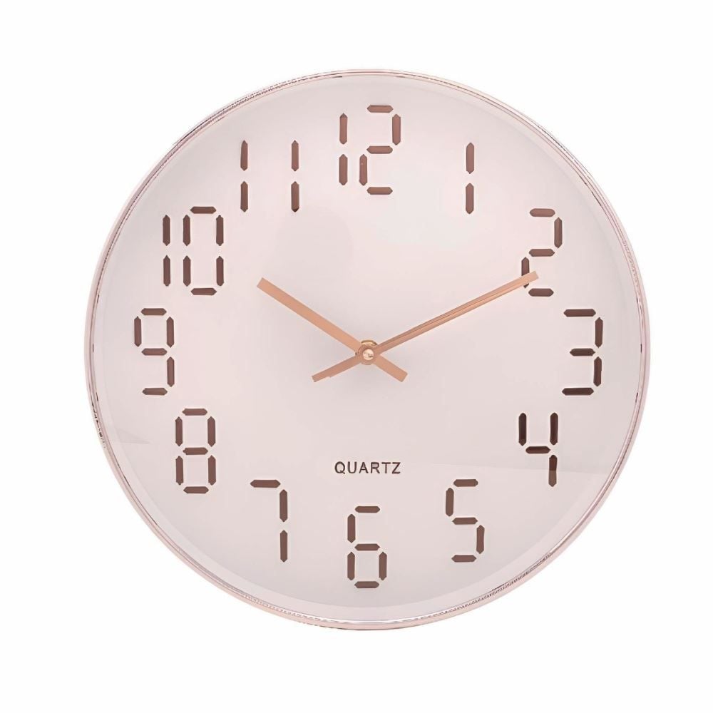 Relógio De Parede Lyor 30,5 Cm - Branco Com Rose
