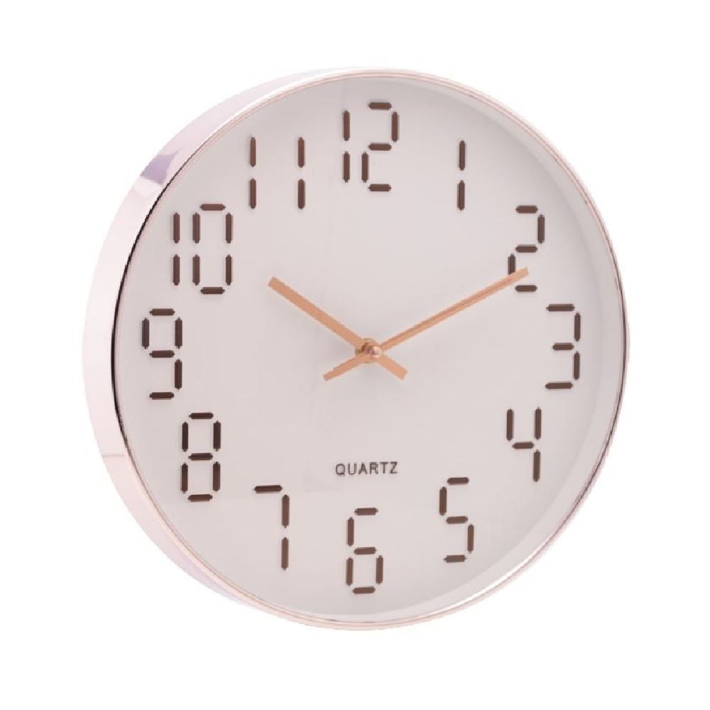 Relógio De Parede Lyor 30,5 Cm - Branco Com Rose