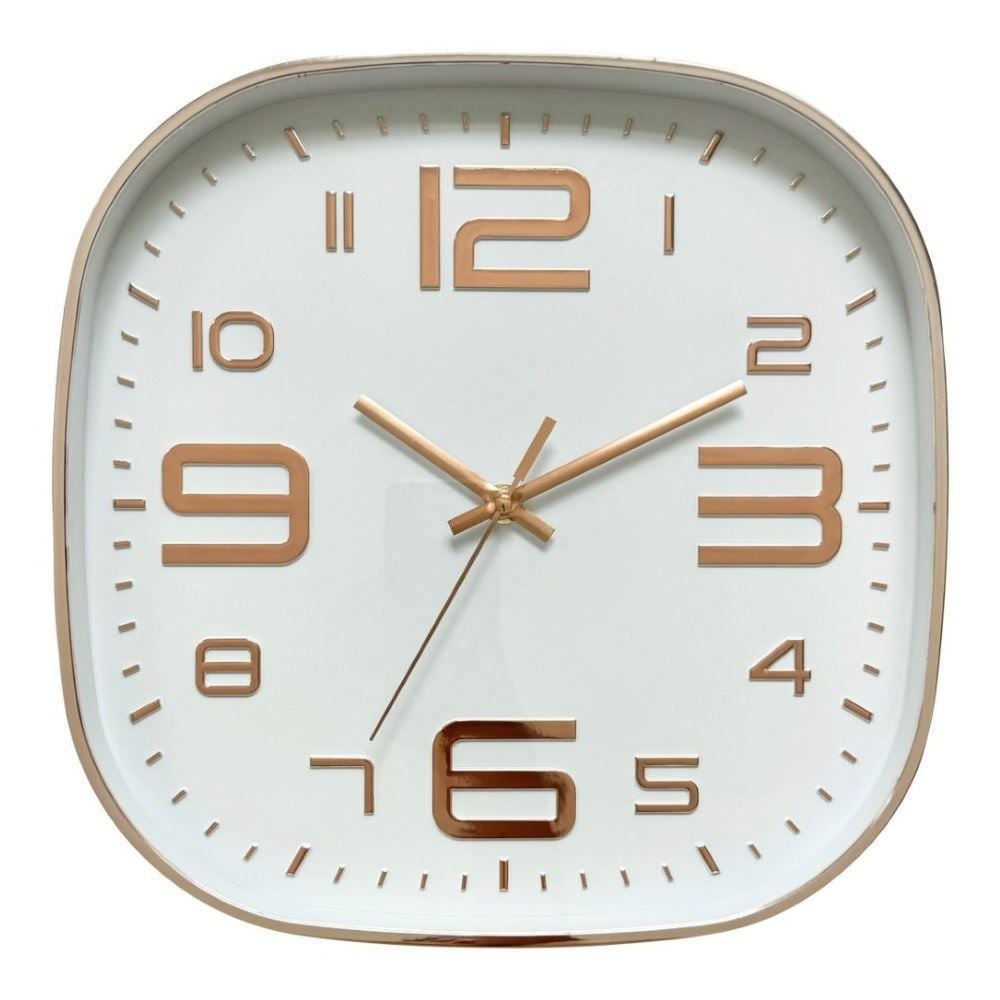 Relógio De Parede Quadrado Branco Havan Casa 30Cm - Rosé