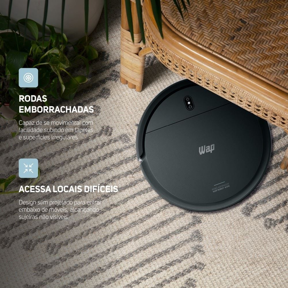 Robô Aspirador 3 em 1 Wap Robot W310 com Base Carregadora Bivolt