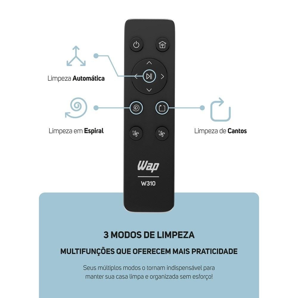 Robô Aspirador 3 em 1 Wap Robot W310 com Base Carregadora Bivolt