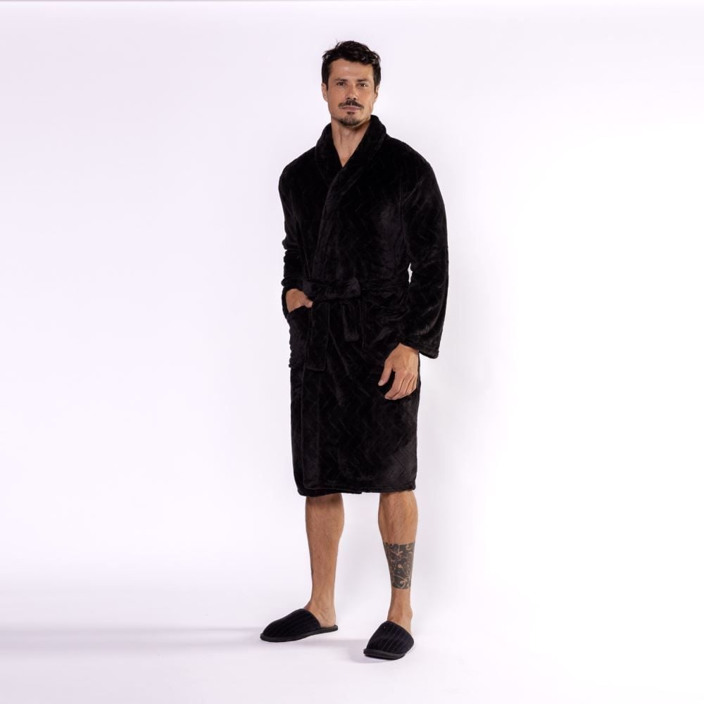 Roupão Masculino G Microfibra Marc Alain - Carbono Geo
