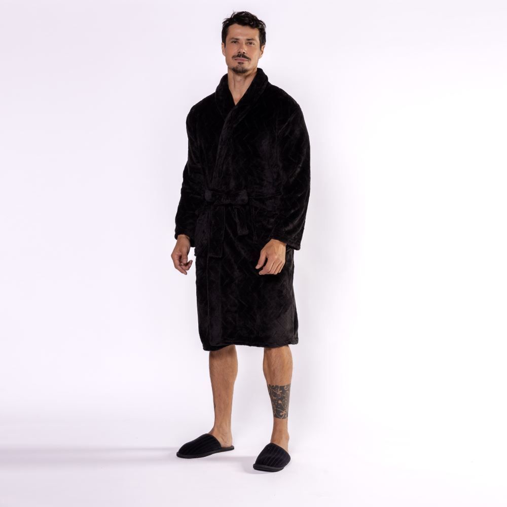Roupão Masculino G Microfibra Marc Alain - Carbono Geo