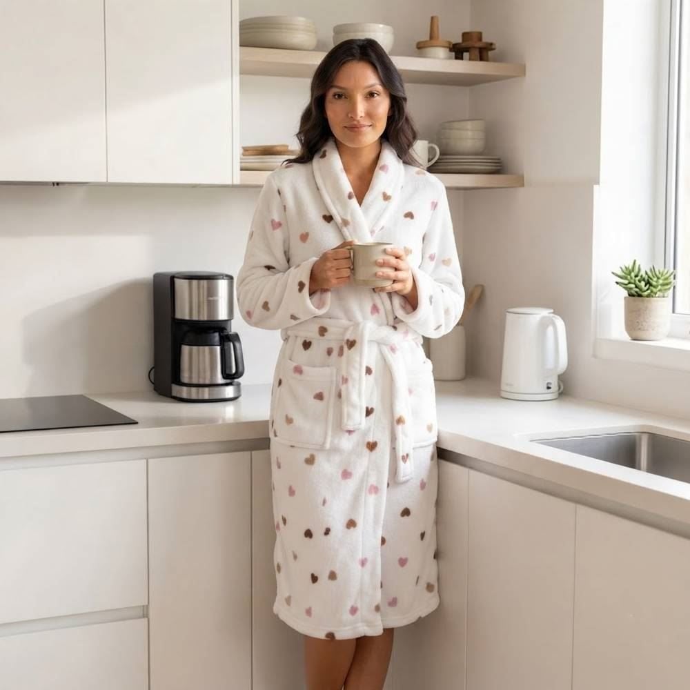 Roupão Adulto P Paris Estampado Havan Casa - Corações