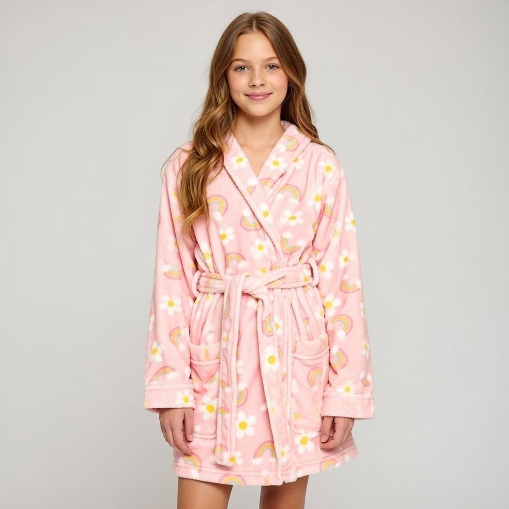 Roupão Infantil G Microfibra Lumini Havan Kids - Arco Íris Rosa