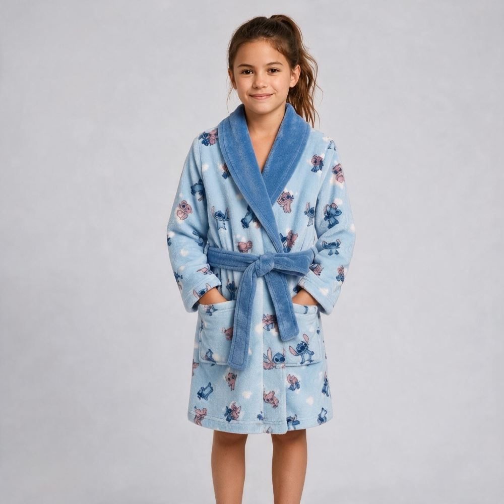 Roupão Infantil m Microfibra Disney - Stitch e Angel 2