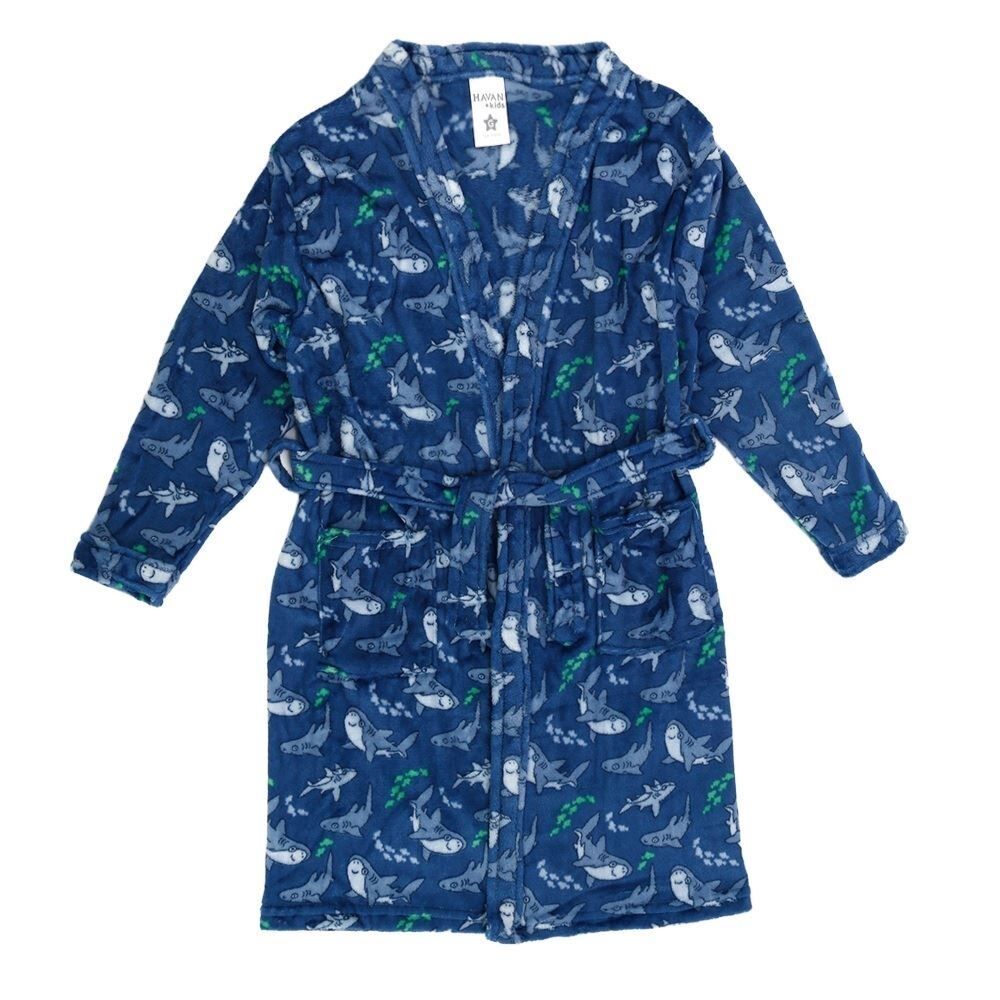 Roupão Infantil m Microfibra Lumini Havan Kids - Tubarão Azul