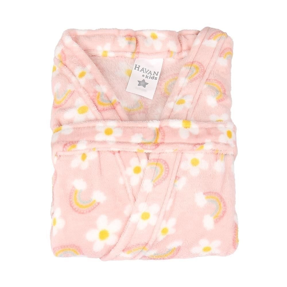 Roupão Infantil m Microfibra Lumini Havan Kids - Arco Íris Rosa